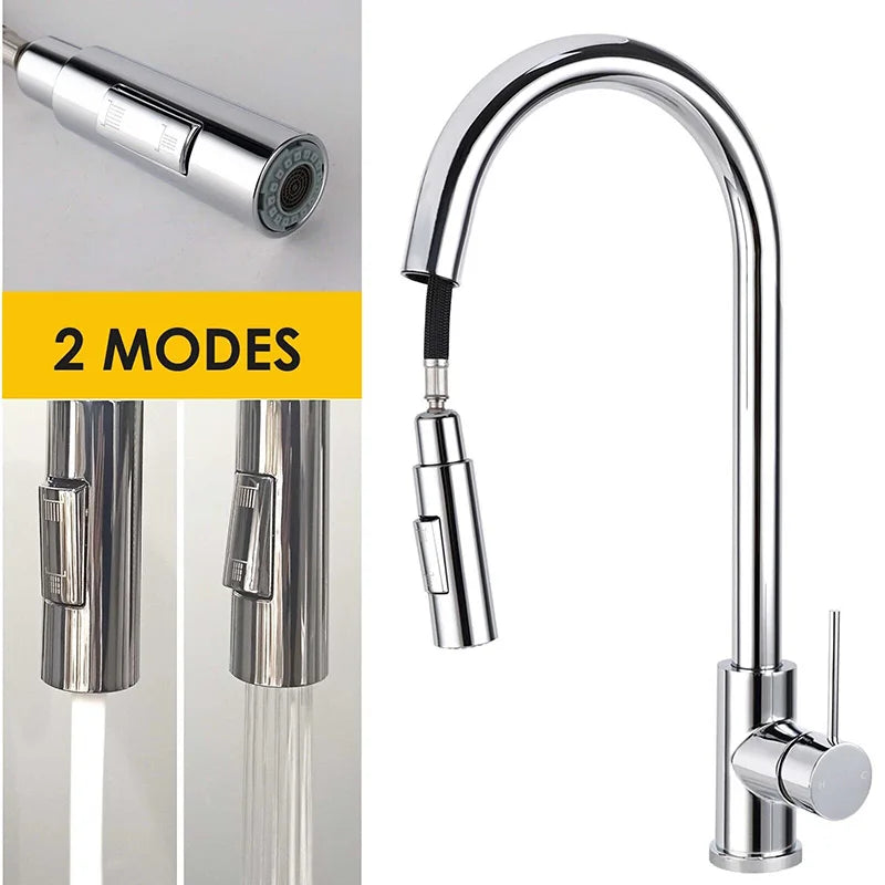 Pull Out Kitchen Sink Mixer Tap Chrome 2 Mode Faucet