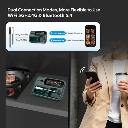 Wireless BBQ Thermometer with App Control and Dual Probes