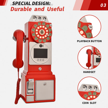 Red Retro Video Guestbook Phone with Audio Recording