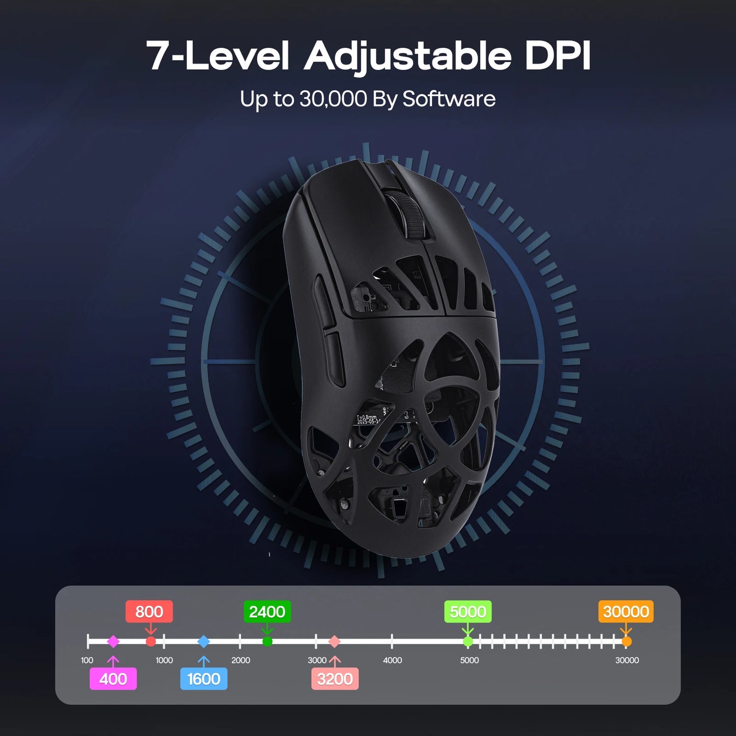 Wireless Gaming Mouse 30000 DPI Adjustable Sensor RGB Black