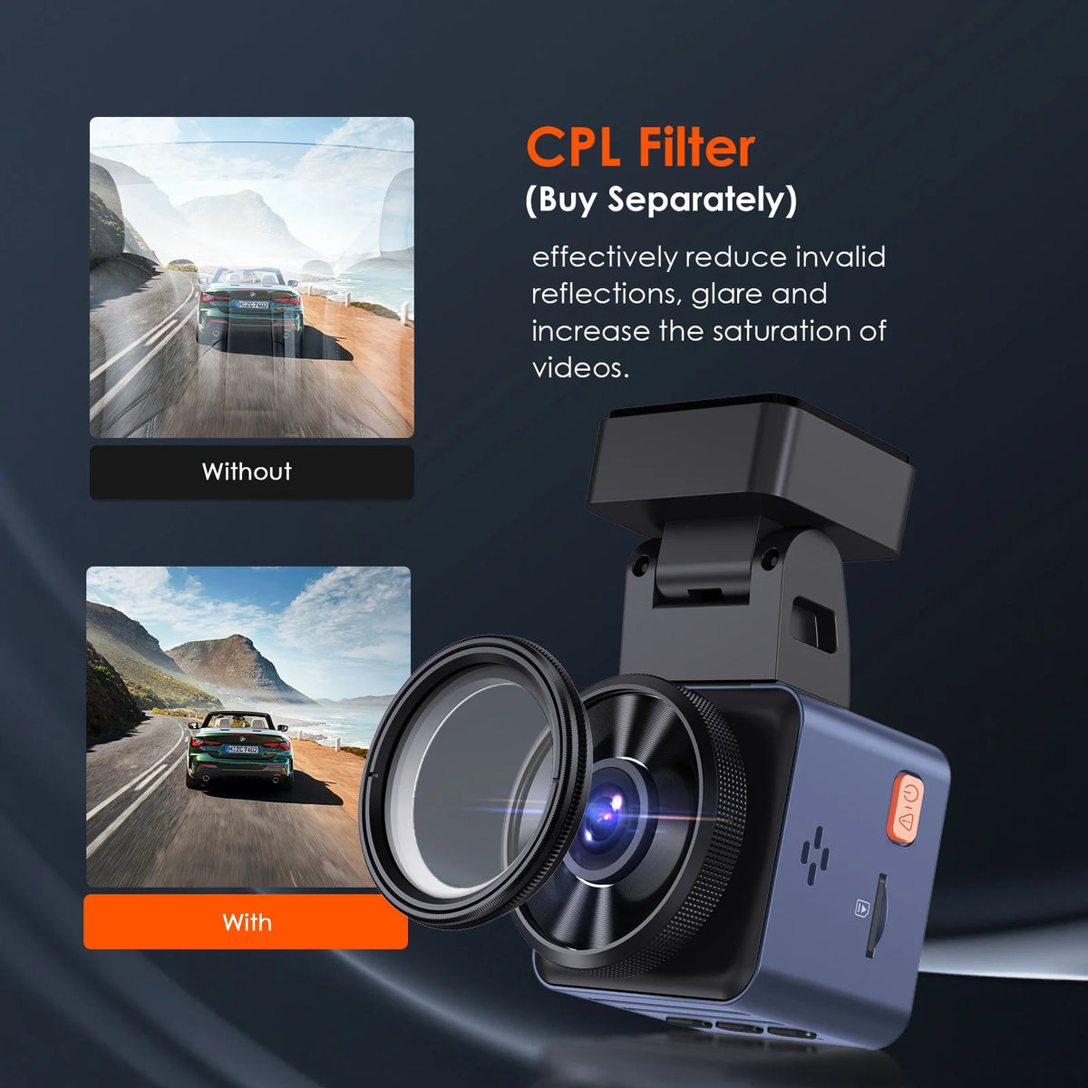 Mini 1080P Dashcam with CPL Lens and WiFi