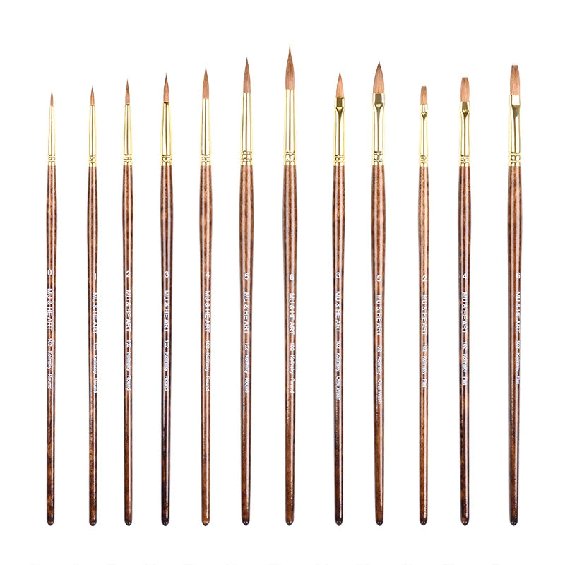 Kolinsky Hair Artist Paint Brush Set for Watercolor Acrylic Oil