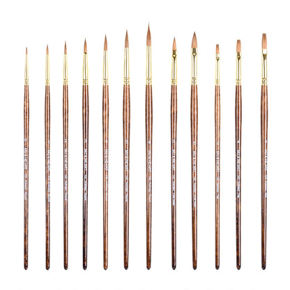 Kolinsky Hair Artist Paint Brush Set for Watercolor Acrylic Oil