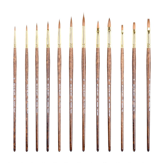 Kolinsky Hair Artist Paint Brush Set for Watercolor Acrylic Oil