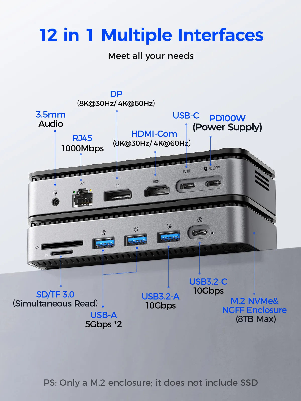 USB-C Hub M.2 NVMe SSD Enclosure Cooling Fan