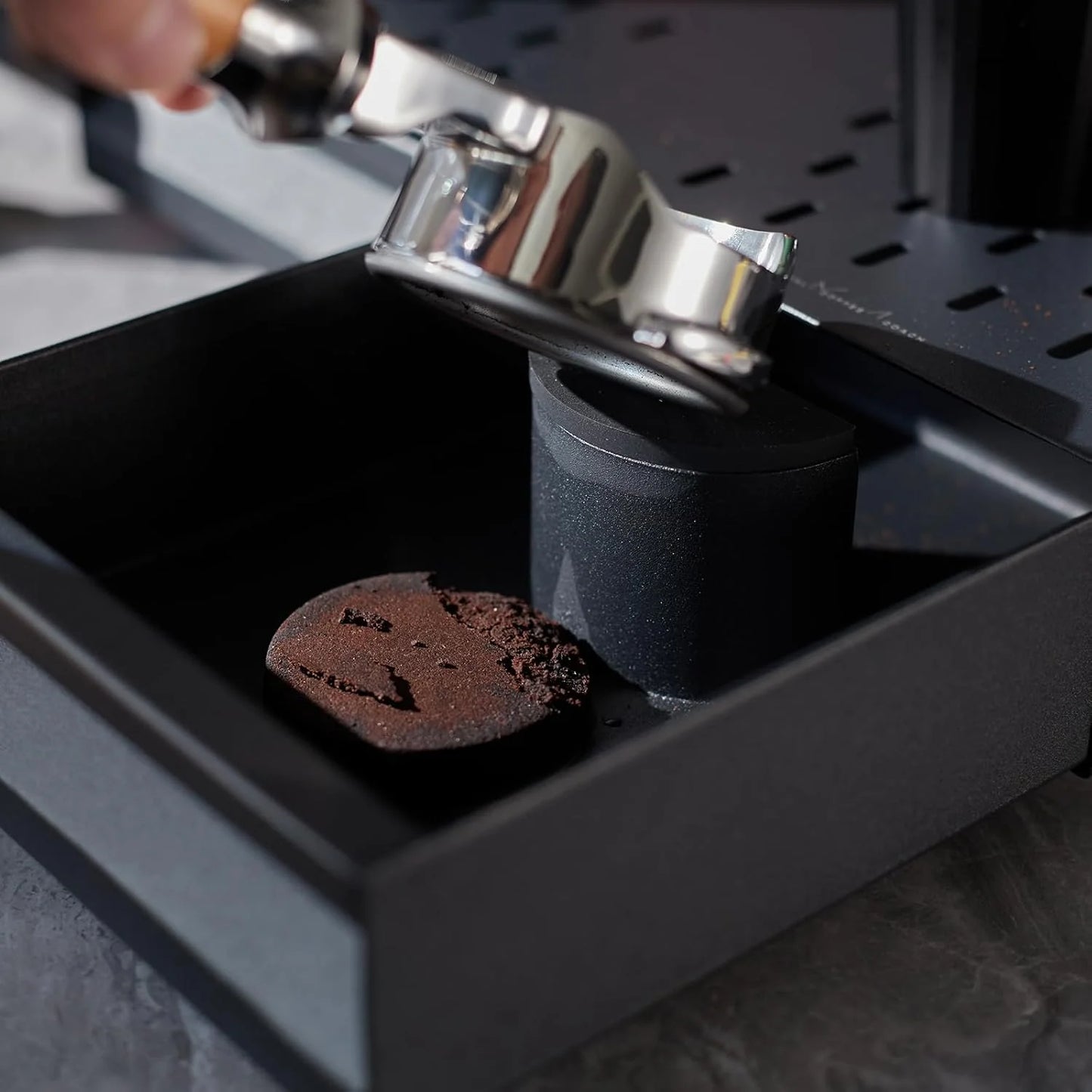 Double-Drawer Espresso Knock Box Coffee Organizer