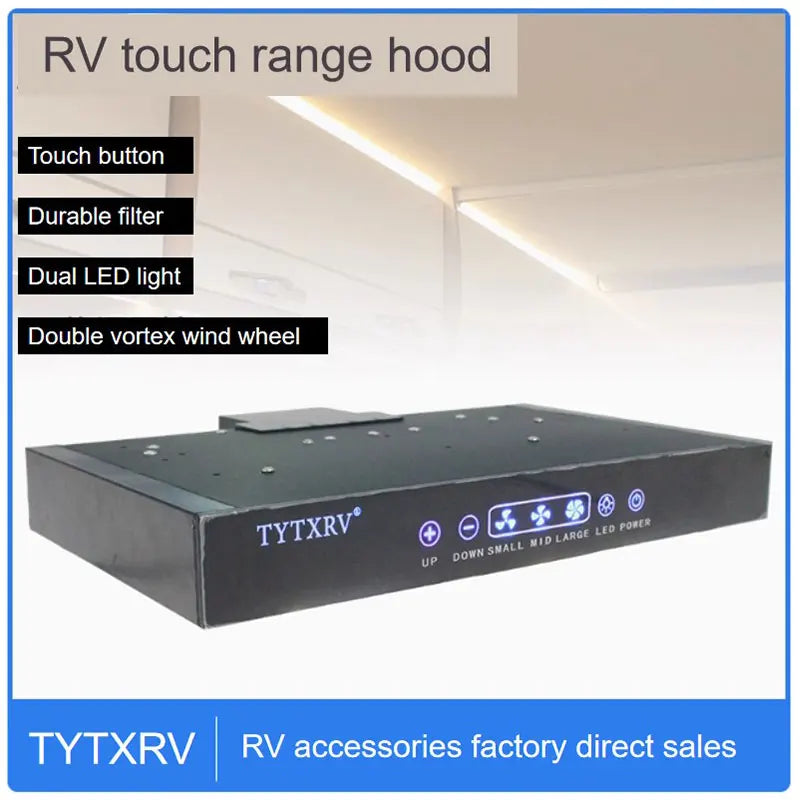 Compact 12V Camper Range Hood Touch Control Small