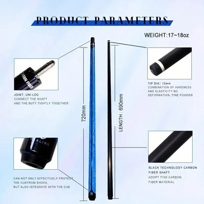 Green 3K Carbon Fiber Pool Cue 11.8mm Low Deflection