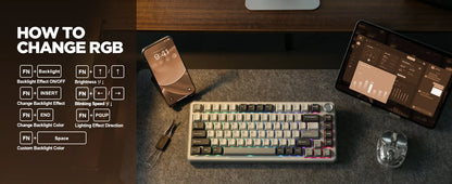 75% Wireless Mechanical Keyboard RGB Hot Swap Cocoa Cream V2