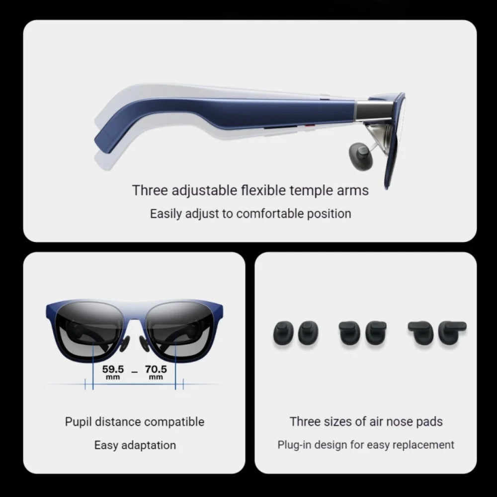 AR Smart Glasses 1200p 700nits 52 Degree FOV 3DoF Display