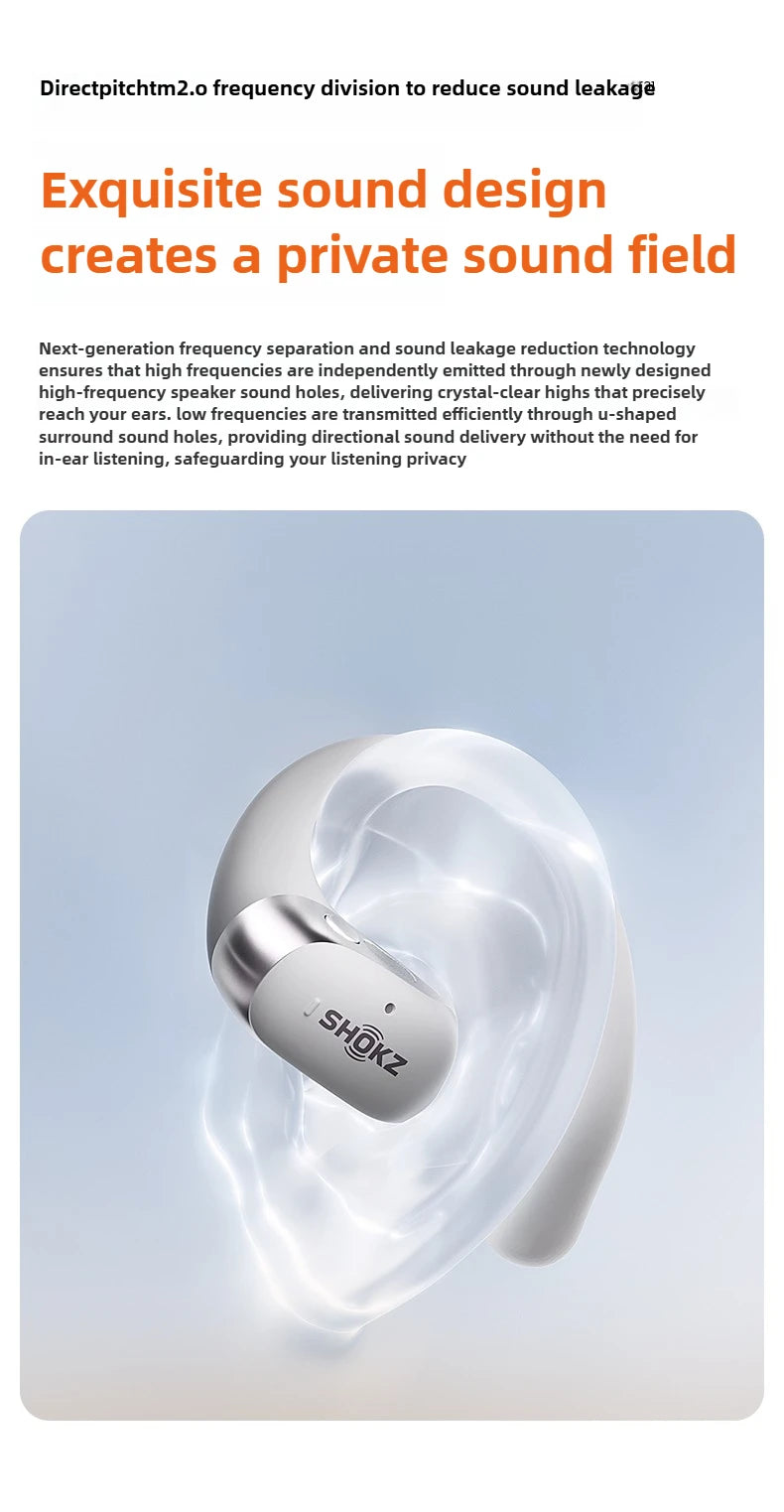 Black Smart Bluetooth Open-Ear Earbuds with AI Noise Reduction