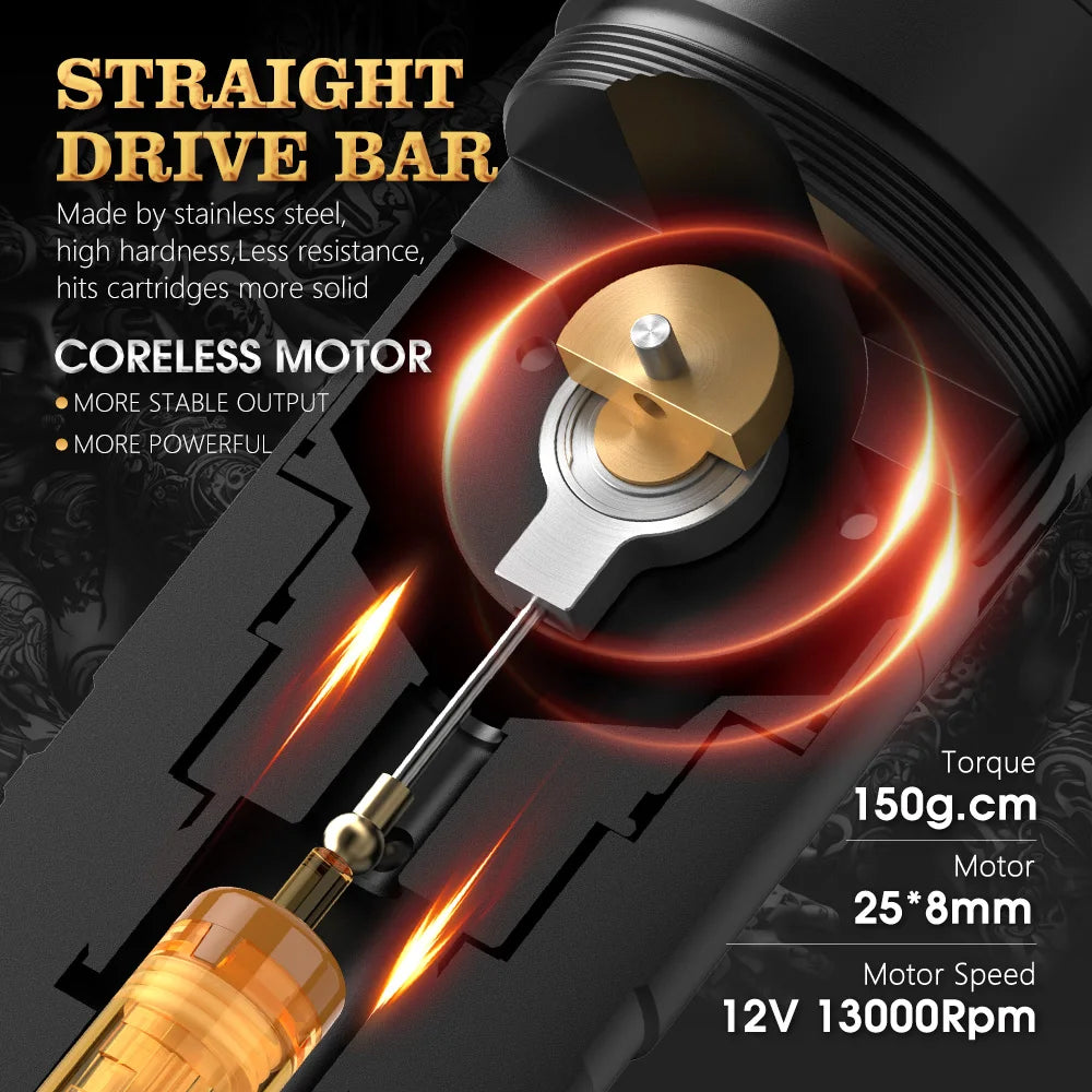 Wireless Tattoo Machine Pen 4.0mm Stroke Coreless Motor