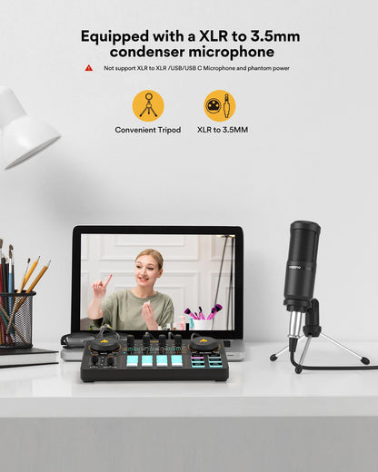 Smart Pink Audio Mixer with Mic Podcast & Recording Pack
