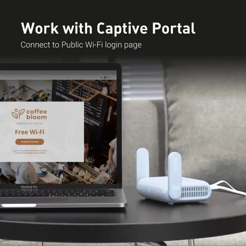 Portable Wi-Fi 6 Gigabit Travel Router with Secure Access