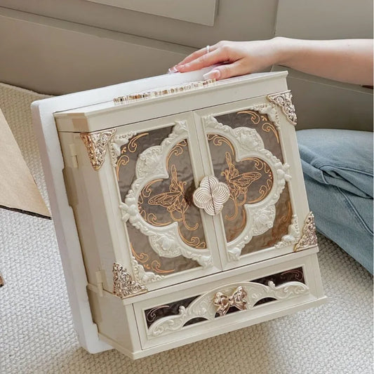 Large Acrylic Jewelry Box with Necklace & Ring Storage