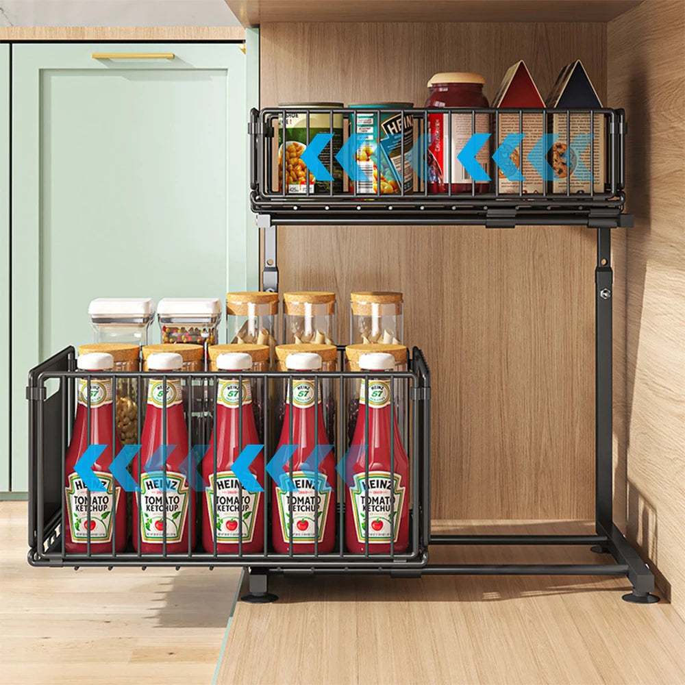 Adjustable Under Sink Storage Rack 2 Pack