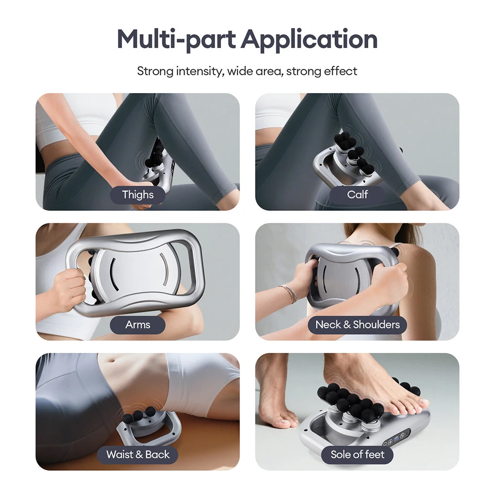 Silver Portable 24 Head Muscle Massager with Adjustable Speeds