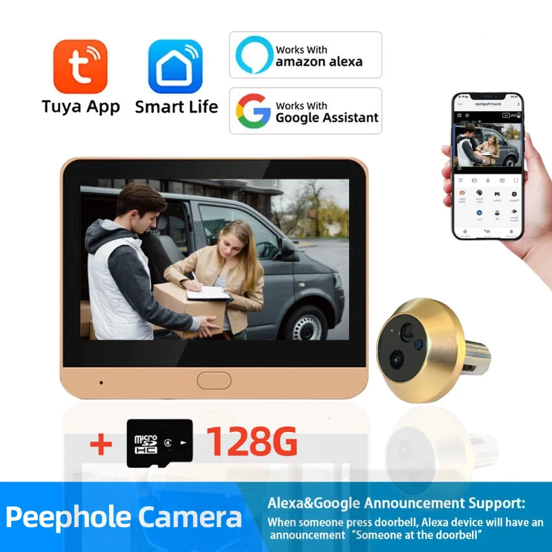 Smart WiFi Door Peephole Camera 1080p Digital Door Viewer