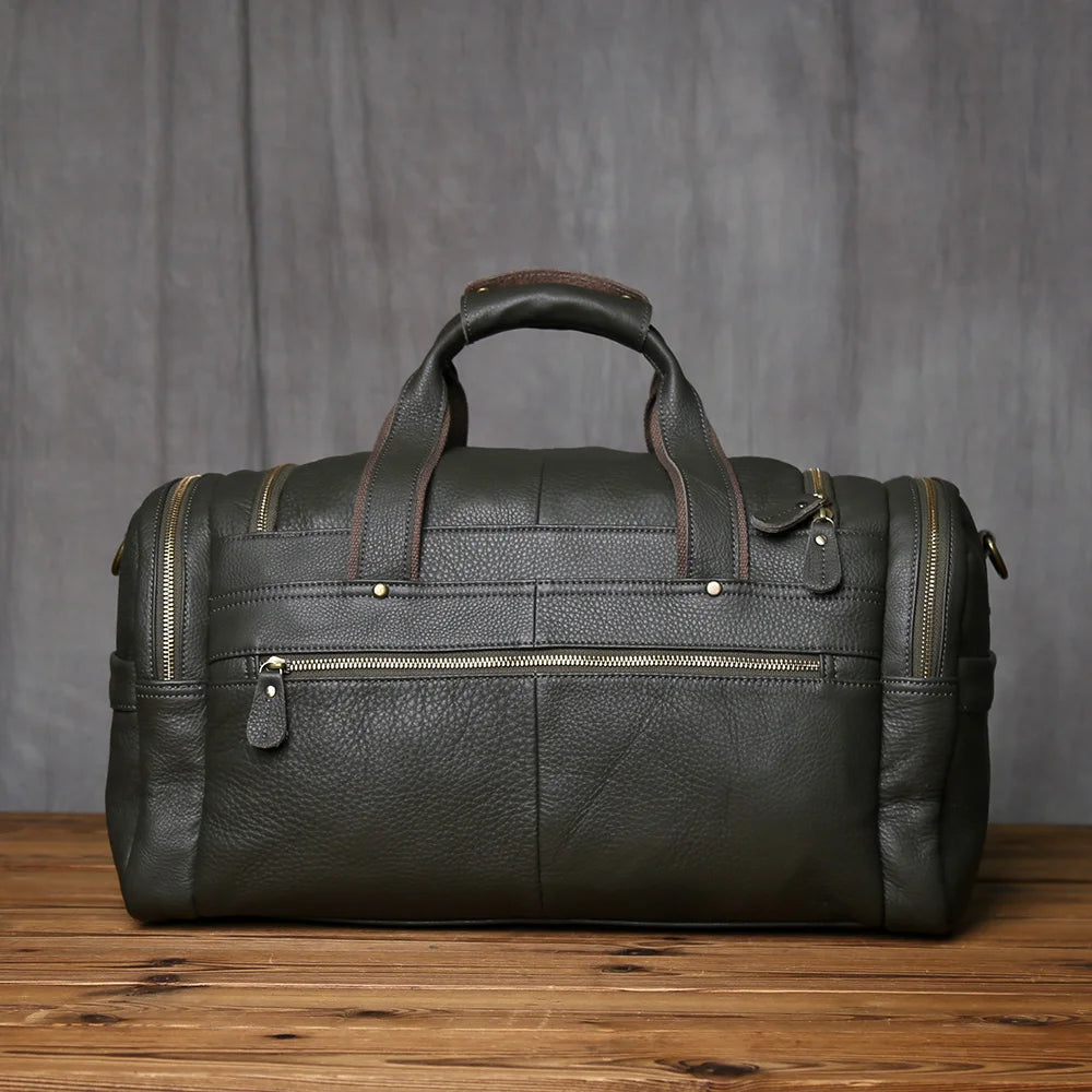 Green Retro Leather Laptop Messenger Bag Travel Carry