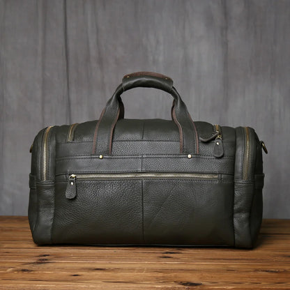 Green Retro Leather Laptop Messenger Bag Travel Carry