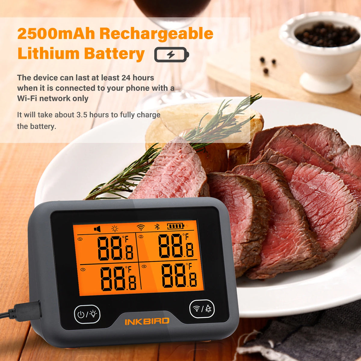 WiFi Meat Thermometer 4-Probe BBQ Digital Thermometer