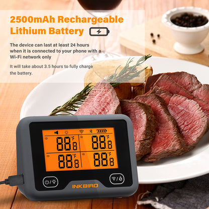 WiFi Meat Thermometer 4-Probe BBQ Digital Thermometer