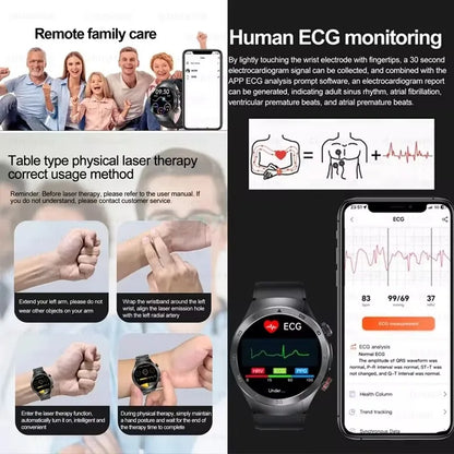 Advanced Smartwatch with ECG PPG and Laser Therapy Blue