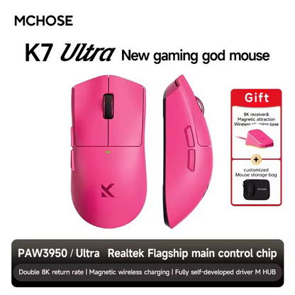 Berry Red Ultra Lightweight Gaming Mouse 8K Polling
