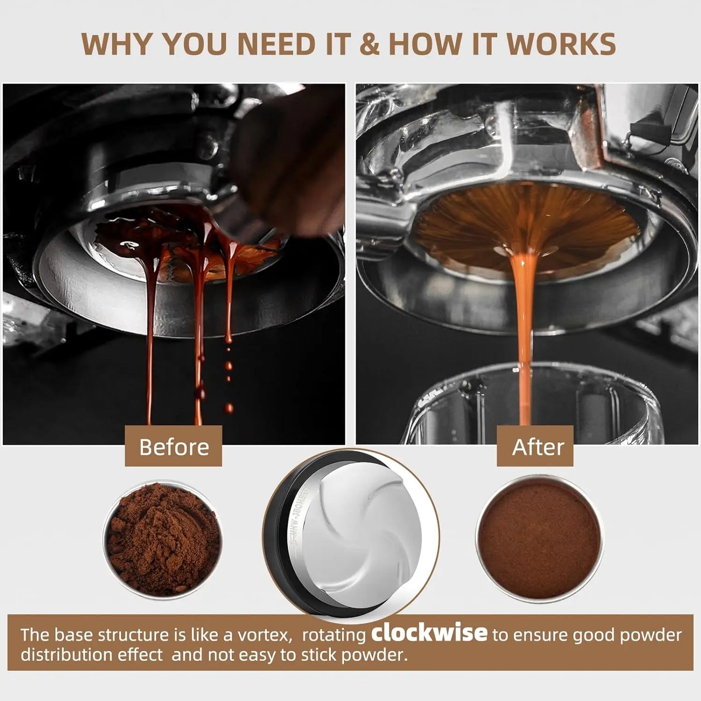 58mm Adjustable Coffee Distributor for Espresso Baristas