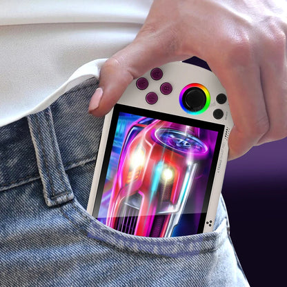 White Portable Retro Gaming Console with RGB Lighting
