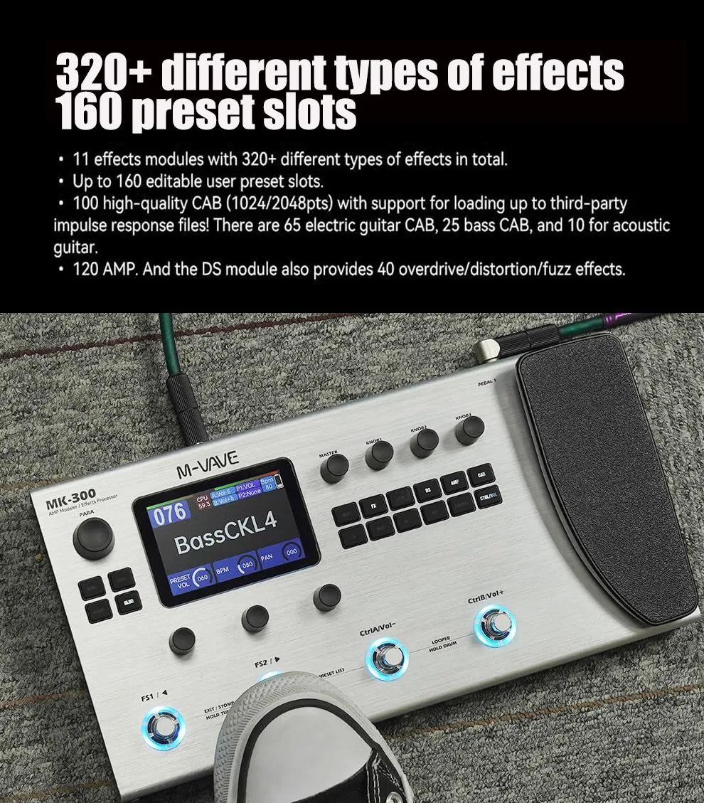 Guitar Multi-Effects Pedal with LCD Looper Drum Machine