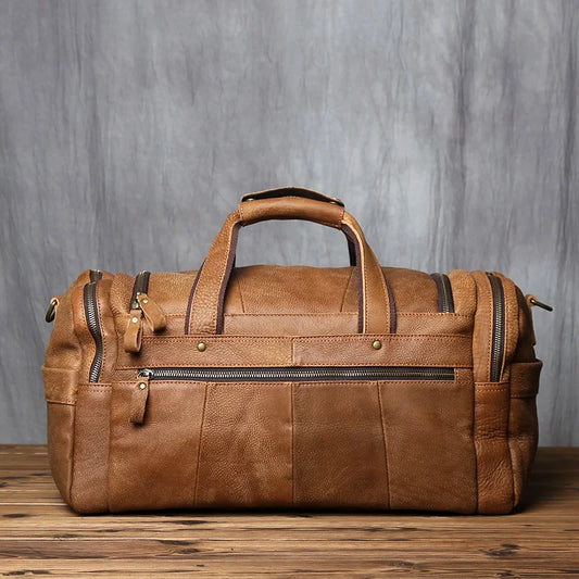 Vintage Brown Leather Laptop Bag Retro Travel Messenger Carry