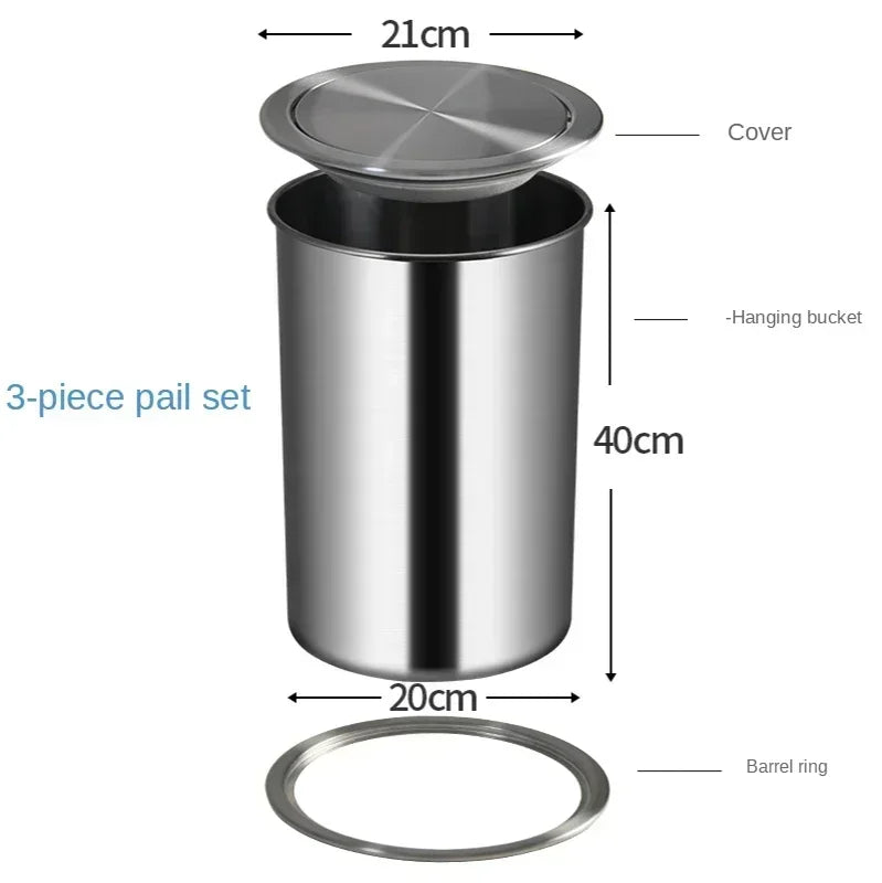 12L Stainless Steel Recessed Countertop Kitchen Bin
