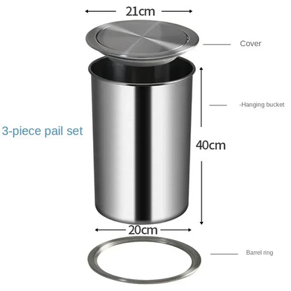 12L Stainless Steel Recessed Countertop Kitchen Bin