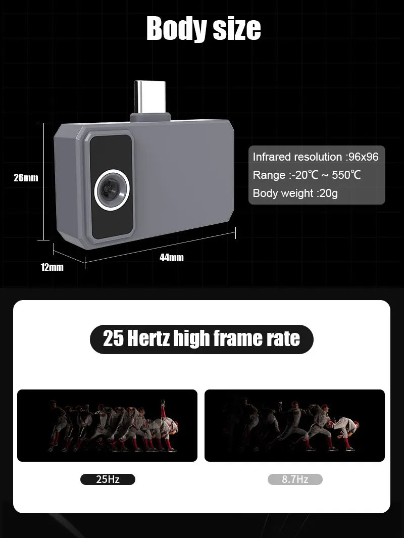 Portable Thermal Camera 96×96 USB-C for Android