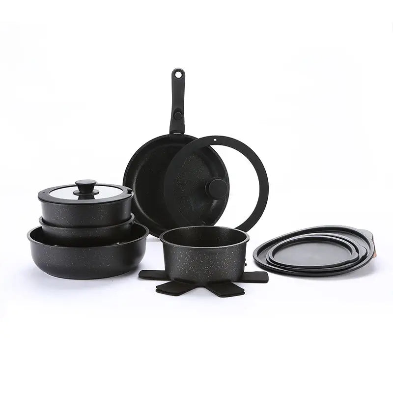17 Piece Non Stick Cookware Set Removable Handle
