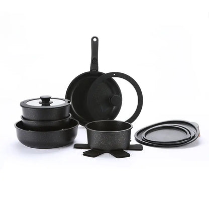17 Piece Non Stick Cookware Set Removable Handle