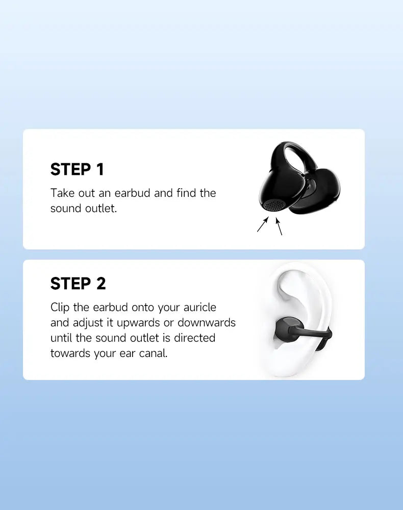 Black Open-Ear Earphones with Multipoint & Long Battery