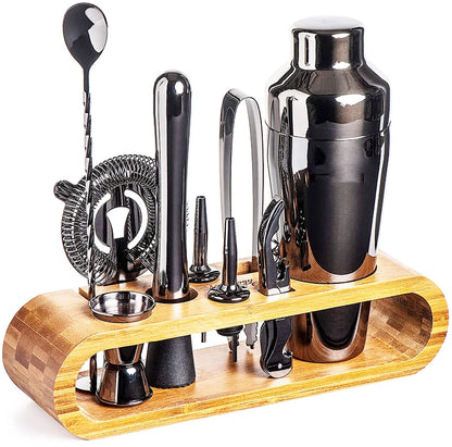 Gunmetal Black Cocktail Shaker Set with Tool Stand