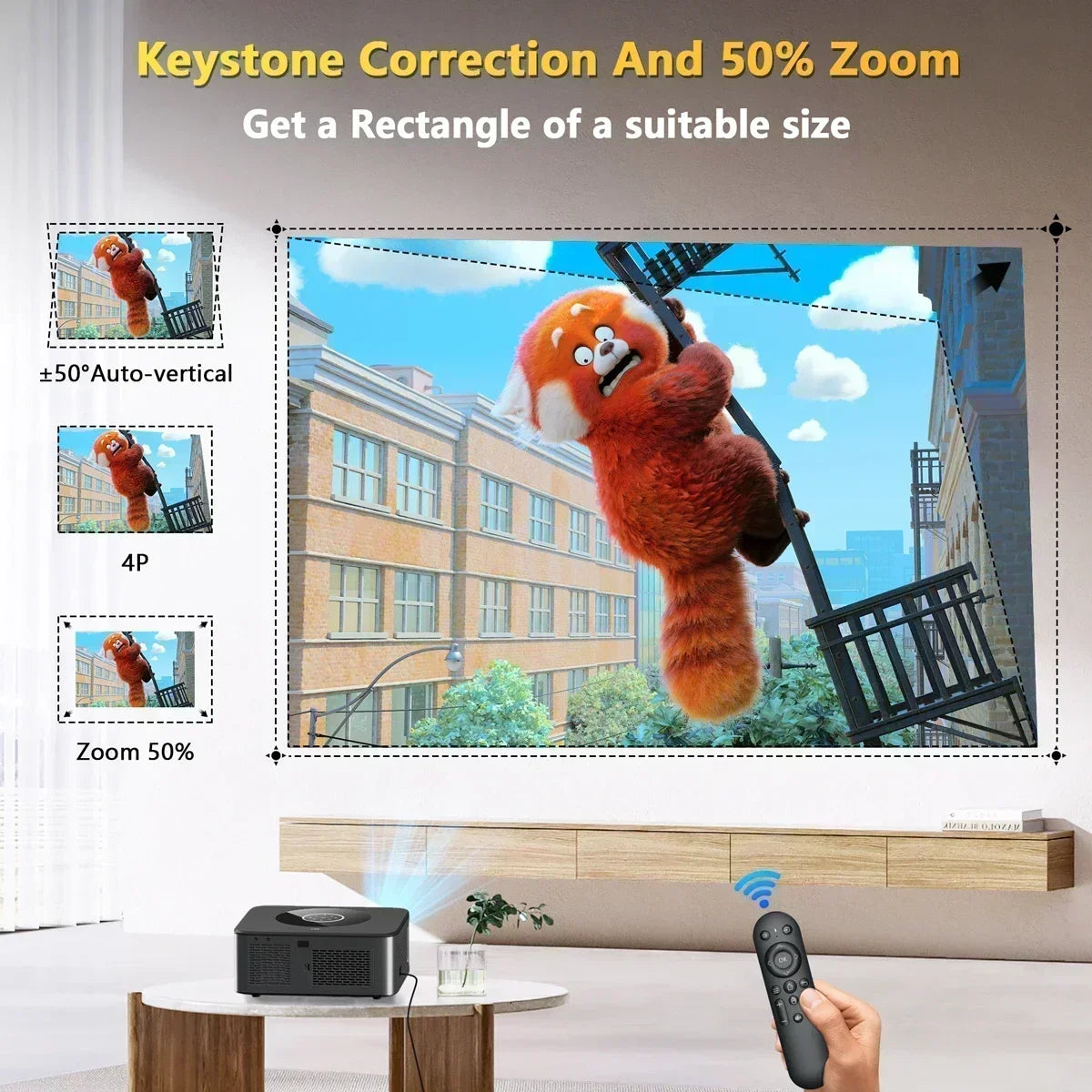 Smart Home Theatre Projector 4K 800ANSI Manual Focus WiFi6 Bluetooth