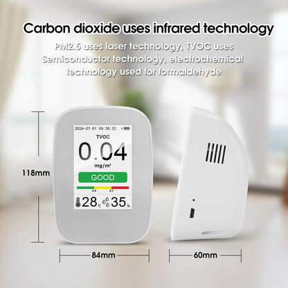 Digital Air Quality Monitor CO2 PM2.5 TVOC Temperature Humidity