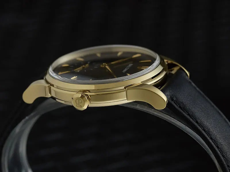 Retro Automatic Dress Watch with Gold Case and Black Dial