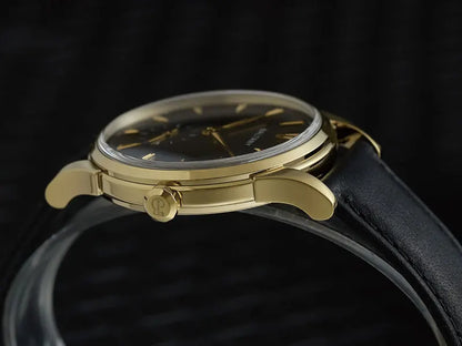 Retro Automatic Dress Watch with Gold Case and Black Dial