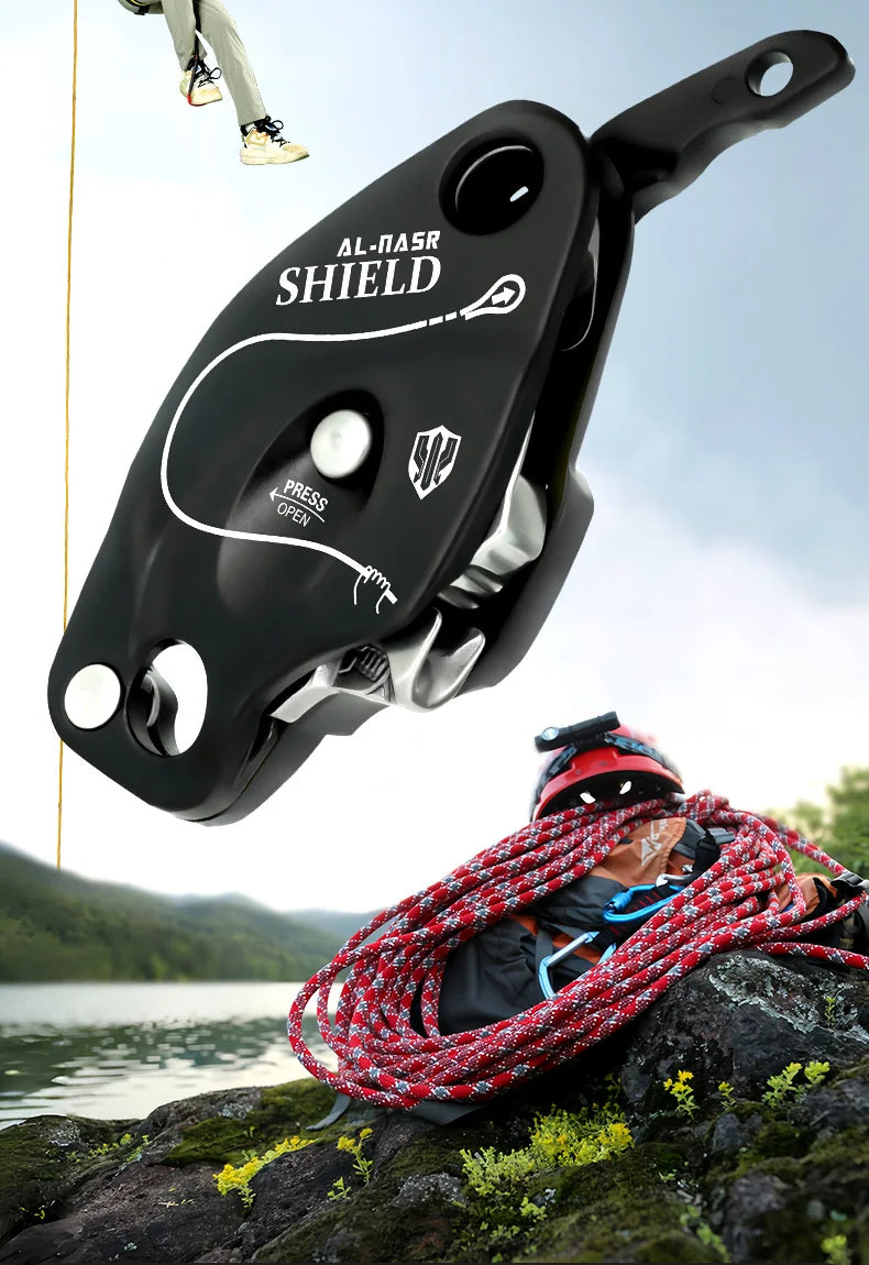Self-Braking Climbing Descender for Rope Safety