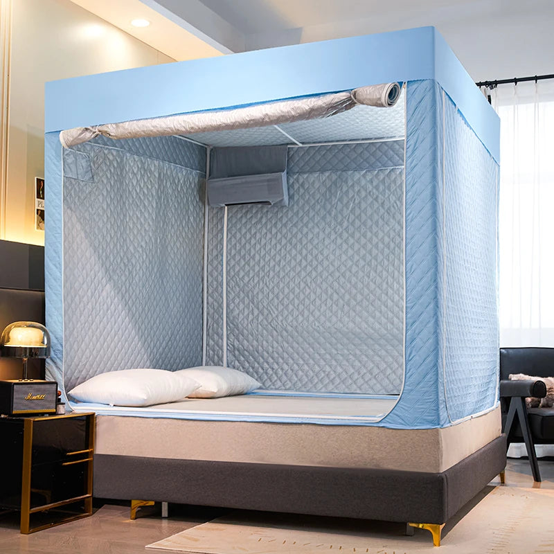 Portable Quilted Bed Tent 90x190 Blue Warm Frame