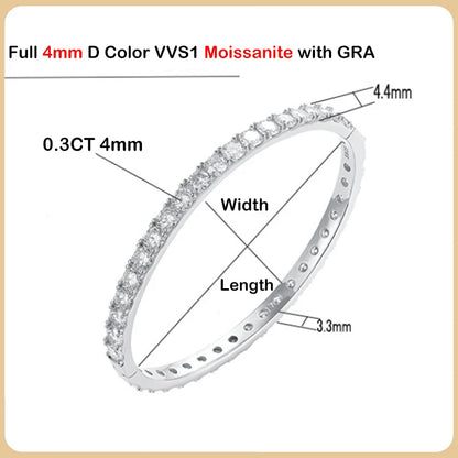 D-Color 0.3CT Moissanite Silver Bangle 18cm