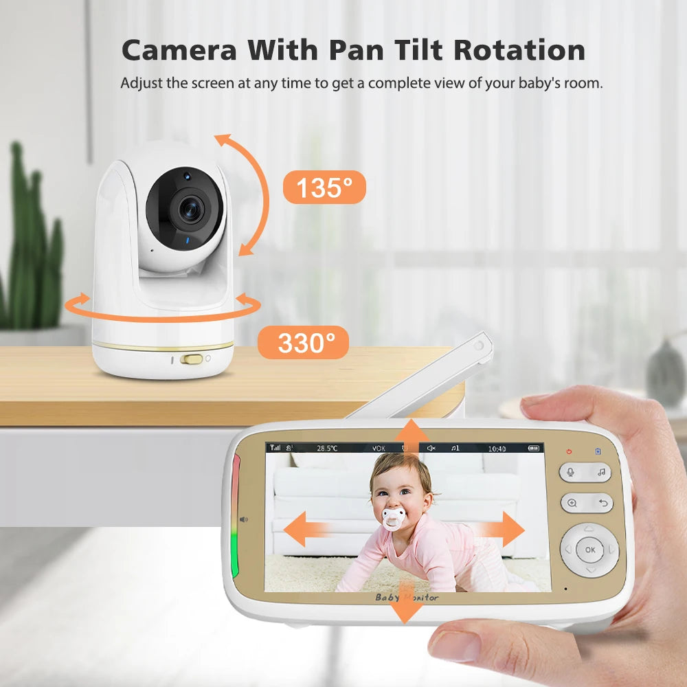 5-Inch Wireless Baby Monitor with Pan Tilt 3X Zoom