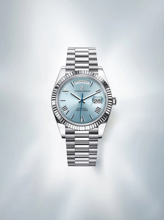 Luxury Automatic Mens Watch Sky Blue Dial