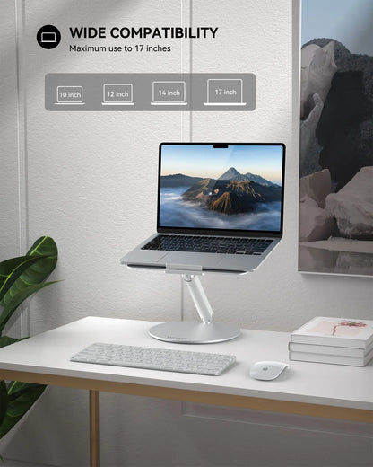 Foldable Laptop Stand with 360 Rotating Base Silver