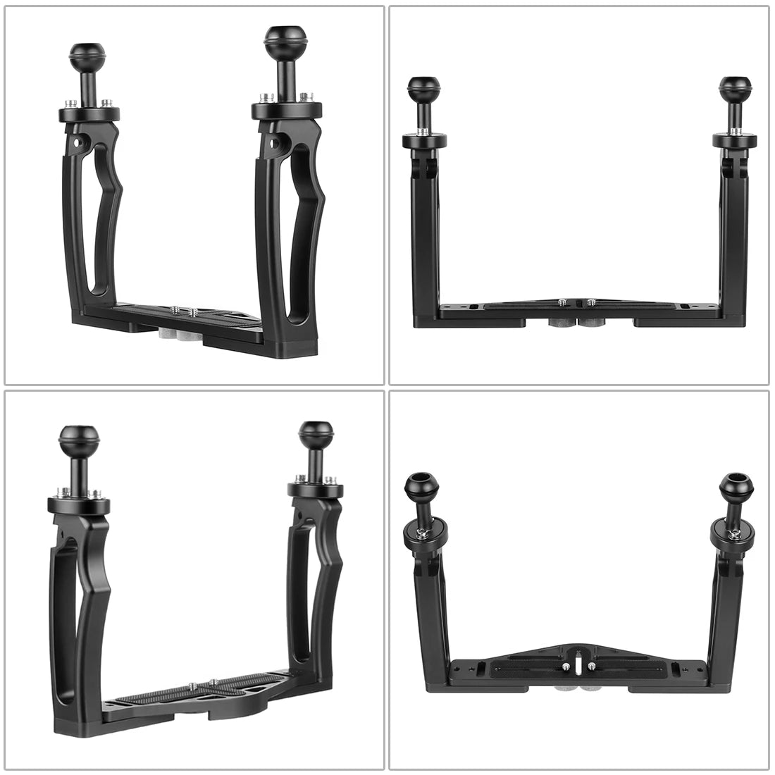 Adjustable Dual Handle Underwater Camera Rig Black